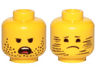 Minifigure, Head Dual Sided Stubble, Angry / Stubble Blurred, Sad Pattern (Emmet)