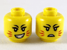 Minifigure, Head Dual Sided Female, Red Whiskers, Sharp Teeth, Frown / Crooked Smile Pattern