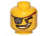 Minifigure, Head Male Silver Eye Patch with Rivets, Wide Smile with Copper Tooth, Stubble Pattern (MetalBeard)