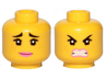 Minifigure, Head Dual Sided Female Black Raised Eyebrows, Freckles, Eyelashes, Pink Lips, Smile / Furious Pattern (Lucy)