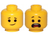 Minifigure, Head Dual Sided Lopsided Smile / Open Mouth Scared, Raised Eyebrows Pattern (Emmet)