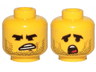 Minifigure, Head Dual Sided Black Eyebrows, Stubble, Angry /  Confused Pattern (Rex Dangervest)