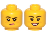 Minifigure, Head Dual Sided Female, Freckles, Pink Lips, Raised Right Eyebrow, Grumpy / Smile Pattern