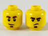 Minifigure, Head Dual Sided Dark Brown Eyebrows and Soul Patch, Smirk / Frown Pattern