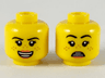 Minifigure, Head Dual Sided Female Black Eyebrows, Medium Nougat Freckles, Coral Lips, Open Mouth Smile / Scared Pattern