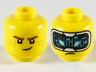 Minifigure, Head Dual Sided Reddish Brown Eyebrows, Medium Nougat Freckles / HUD with Black Screen, Medium Azure Highlights Pattern