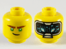 Minifigure, Head Dual Sided Reddish Brown Eyebrows, Green Eyes, Lopsided Grin / HUD with Black Screen, Medium Azure Highlights Pattern