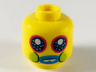 Minifigure, Head Large Dark Blue Eyes with Magenta Outlines, Dark Azure Lips, 2 White Teeth, Lime Cheeks Pattern