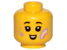 Minifigure, Head Child Black Eyebrows, Smile, Rainbow and Lavender Stars on Cheeks Pattern