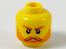 Minifigure, Head Orange Eyebrows, Moustache, and Beard, Dark Red Highlights Pattern