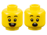 Minifigure, Head Dual Sided Child Black Eyebrows, Open Mouth Smile with Buck Teeth and Tongue / Surprised Pattern