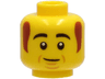 Minifigure, Head Black Thick Eyebrows, Reddish Brown Sideburns, Cheek Lines, Chin Dimple, Lopsided Grin Pattern