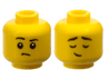 Minifigure, Head Dual Sided Child Black Eyebrows, Right Raised, Small Frown / Eyes Closed, Small Lopsided Grin Pattern