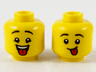 Minifigure, Head Dual Sided Child Black Eyebrows, Open Mouth with Red Tongue / Red Tongue Sticking Out Pattern