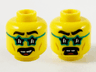Minifigure, Head Dual Sided Black Eyebrows and Moustache, Dark Turquoise Star Glasses, Gap in Teeth, Smile / Scared Pattern