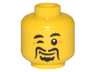 Minifigure, Head Black Moustache Fu Manchu, Winking Eye, Laugh Lines Pattern