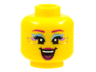 Minifigure, Head Female Magenta Eyebrows, Metallic L Blue and Medium Lavender Eye Shadow, Spots, Magenta Lips, Singing Open Mouth Pattern