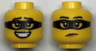 Minifigure, Head Dual Sided Female Black Eyebrows and Mask, Medium Nougat Lips, and Open Mouth Smile with Teeth / Frown Pattern