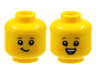 Minifigure, Head Dual Sided Child Reddish Brown Eyebrows, Bright Light Orange Circles on Cheeks, Lopsided Grin / Open Mouth Smile with Top Teeth and Red Tongue Pattern