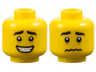Minifigure, Head Dual Sided Black Eyebrows, Medium Nougat Freckles and Eye Bags, Open Mouth Smile with Teeth / Worried Pattern