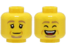 Minifigure, Head Dual Sided Dark Tan Eyebrows and Goatee, Medium Nougat Cheek Lines, Neutral / Laughing with Closed Eyes and Open Mouth Pattern