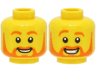 Minifigure, Head Dual Sided Orange Eyebrows and Beard, Smile with Teeth / Large Smile and Raised Eyebrow Pattern