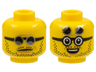 Minifigure, Head Dual Sided Black and Gold Sunglasses, Stubble, Neutral / Open Mouth Smile with Raised Lenses Pattern