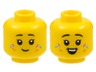Minifigure, Head Dual Sided Child Female Black Eyebrows, Dark Azure, Orange, and Magenta Sprinkles, Grin / Open Smile with Teeth Pattern