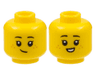Minifigure, Head Dual Sided Child Female Black Eyebrows, Medium Nougat Freckles, Lopside Grin / Small Smile with Teeth Pattern
