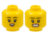 Minifigure, Head Dual Sided Female, Black Eyebrows, Peach Lips, Small Smile with Teeth / Stressed Pattern