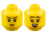 Minifigure, Head Dual Sided Female Black Eyebrows, Medium Nougat Lips, Neutral / Open Mouth Smile with Top Teeth Pattern