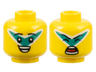 Minifigure, Head Dual Sided Black Eyebrows, Dark Turquoise and White 'V' Facepaint, Open Smile / Singing with Closed Eyes Pattern