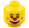 Minifigure, Head Clown Black Eyebrows, Coral Cheeks, Red Nose and Large Mouth Makeup Pattern (BAM)
