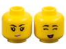 Minifigure, Head Dual Sided Female Black Eyebrows, Bright Pink Lips, Small Grin / Closed Eyes and Open Mouth with Red Tongue Pattern