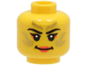 Minifigure, Head Female Black Eyebrows, Gold Stripes Face Paint, Coral Lips and Eye Shadow, Smile Pattern (BAM)