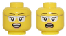 Minifigure, Head Dual Sided Female Black Eyebrows, Glasses with Silver Frames and White Lenses, Open Mouth Smile / Scared Pattern