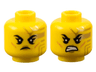 Minifigure, Head Dual Sided Female Black Eyebrows, Gold Circuitry and Lips, Medium Nougat Cheek Lines, Frown / Bared Teeth Pattern