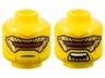 Minifigure, Head Dual Sided Gold Eye Mask with Dark Red Visor, Medium Nougat Jowl Lines and Wrinkles, Neutral / Open Mouth with Sharp Bottom Teeth Pattern