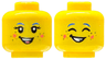Minifigure, Head Dual Sided Female Blue Eyebrows, Coral Tongue, Star and Heart, Silver Dots, Open Mouth Smile with Teeth and Black Open Eyes / Closed Eyes Pattern