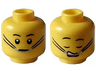 Minifigure, Head Dual Sided Black Eyebrows, Silver Braces with Black Straps, Open Eyes and Closed Mouth / Closed Eyes and Open Mouth (Sleeping) Pattern