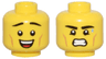 Minifigure, Head Dual Sided Thin Black Eyebrows, Medium Nougat Cheek Lines, and Open Mouth Smile / Sweat Drop, Grimace Pattern