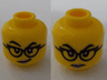 Minifigure, Head Dual Sided Female Black Eyebrows and Glasses, Medium Lavender Lips, Lopsided Grin / Stern Pattern