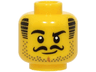 Minifigure, Head Black Eyebrows, Curly Moustache, and Striped Sideburns, Dark Tan Stubble, Medium Nougat Chin Dimple, Grin Pattern