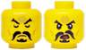 Minifigure, Head Dual Sided Black Eyebrows, Moustache and Goatee, Gold Forehead Tattoo, Medium Nougat Cheek Lines, Eyes Closed / Eyes and Mouth Open with Red Tongue Pattern