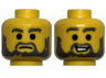 Minifigure, Head Dual Sided Dark Bluish Gray Eyebrows, Moustache and Beard, Simulated Wear, Frown / Open Mouth Smile with Teeth Pattern
