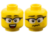 Minifigure, Head Dual Sided Black Eyebrows, Glasses with White Lenses, Open Mouth Smile with Top Teeth and Red Tongue / Dizzy with Medium Nougat Scratches Pattern