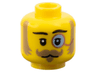 Minifigure, Head Black Eyebrows, Upper Eyelids, Dark Tan Mutton Chops, Curled Moustache and Soul Patch, Copper Monocle with Bright Light Blue Lens, Neutral Pattern