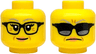 Minifigure, Head Dual Sided Female Light Bluish Gray Eyebrows, Black Glasses, Medium Nougat Wrinkles, Nougat Lips, Grin / Sunglasses and Frown Pattern