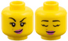 Minifigure, Head Dual Sided, Black Eyebrows, Medium Nougat Mole, Dark Pink Lips, Lopsided Grin / Closed Eyes Pattern