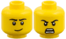 Minifigure, Head Dual Sided, Black Eyebrows, Lopsided Grin / Open Scowl with Teeth Pattern